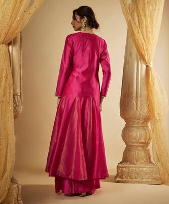 Pink chanderi silk anarkali 3