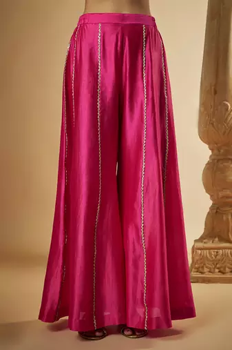 Pink chanderi silk anarkali