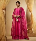 Pink chanderi silk anarkali