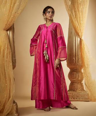 Pink chanderi silk anarkali 2