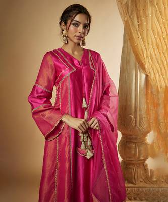 Pink chanderi silk anarkali 3