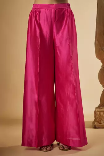 Pink chanderi silk anarkali