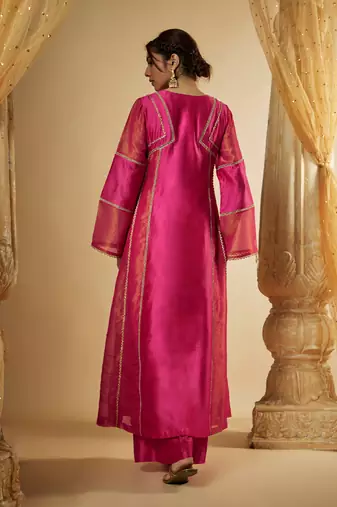Pink chanderi silk anarkali