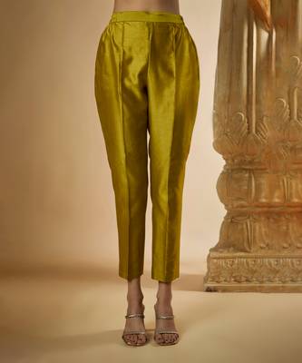 Olive green chanderi silk kurta set 3
