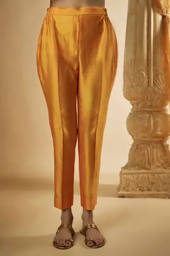 Light orange chanderi silk kurta set
