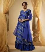 Ink blue chanderi silk sharara set