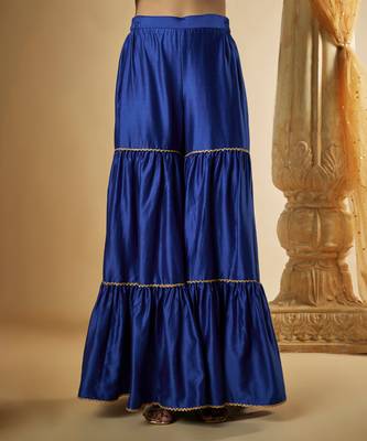 Ink blue chanderi silk sharara set 3