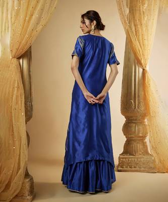 Ink blue chanderi silk sharara set 4