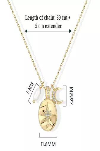 gold plated star and moon pendant necklace | daily wear necklace
