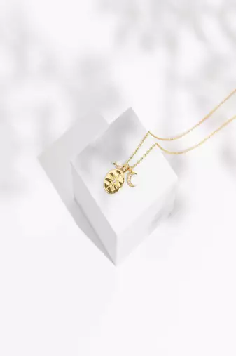 gold plated star and moon pendant necklace | daily wear necklace