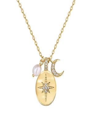 gold plated star and moon pendant necklace | daily wear necklace 5