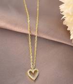 gold plated heart pendant necklace with zircon stones| daily wear necklace