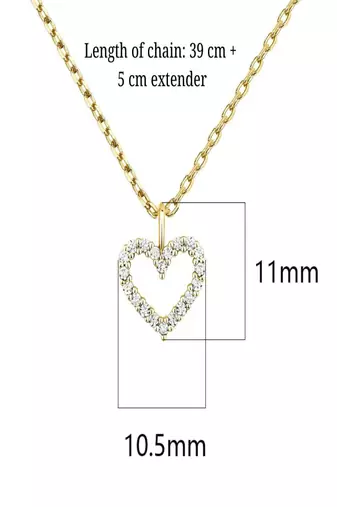 gold plated heart pendant necklace with zircon stones| daily wear necklace