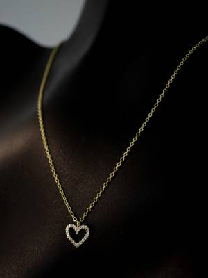 gold plated heart pendant necklace with zircon stones| daily wear necklace 5
