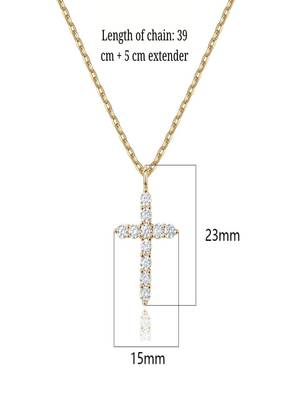 gold plated cross pendant necklace with zircon stones| daily wear necklace 2
