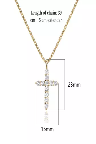 gold plated cross pendant necklace with zircon stones| daily wear necklace