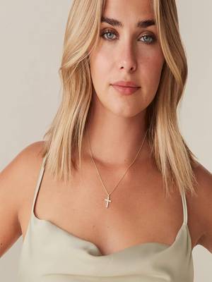 gold plated cross pendant necklace with zircon stones| daily wear necklace 3