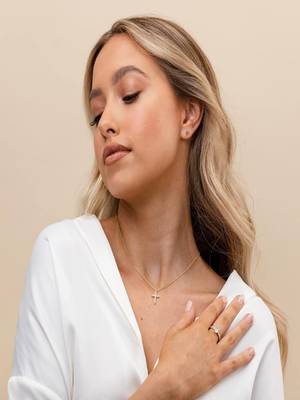 gold plated cross pendant necklace with zircon stones| daily wear necklace 4