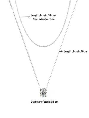 silver plated layered necklace with zircon stone pendant | lightweight daily wear 3