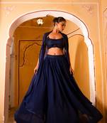 NAVY BLUE DETAILED lehenga choli SHRUG SET