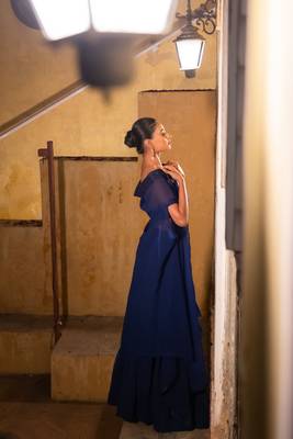 NAVY BLUE DETAILED lehenga choli SHRUG SET 3