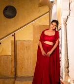 MAROON RED DETAILED lehenga choli SHRUG SET