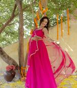Magenta pink  Embellished Georgette lehenga choli