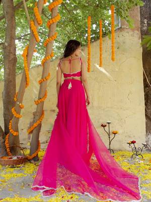 Magenta pink  Embellished Georgette lehenga choli 4