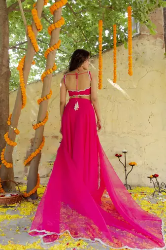 Magenta pink  Embellished Georgette lehenga choli