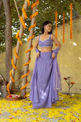Voilet Georgette Lehenga Choli For Women 3