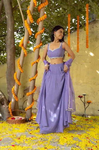Voilet Georgette Lehenga Choli For Women