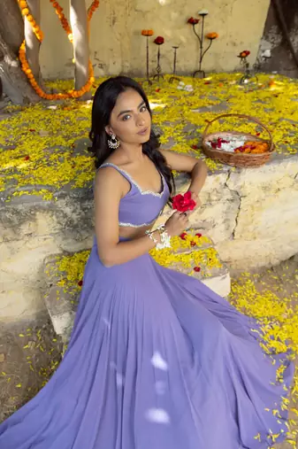 Voilet Georgette Lehenga Choli For Women