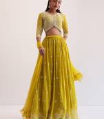 Yellow Georgette Thread Work Lehenga