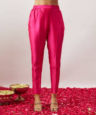 Pink pure handwoven chanderi, zariorganza kurta set 4