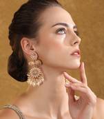 Gold-toned pearl chandbali earrings - traditional ethnic jewelry