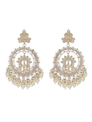 Gold-plated kundan & pearl chandbali earrings 4