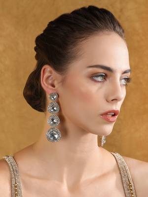 Luxury kundan crystal drop statement earrings 1