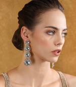 Luxury kundan crystal drop statement earrings