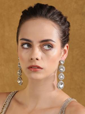 Luxury kundan crystal drop statement earrings 2