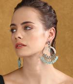 Elegant pearl & aqua beaded hoop earrings