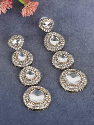 Luxury kundan crystal drop statement earrings 3