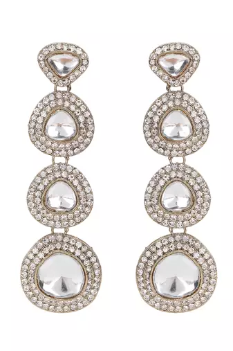 Luxury kundan crystal drop statement earrings