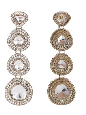 Luxury kundan crystal drop statement earrings 5