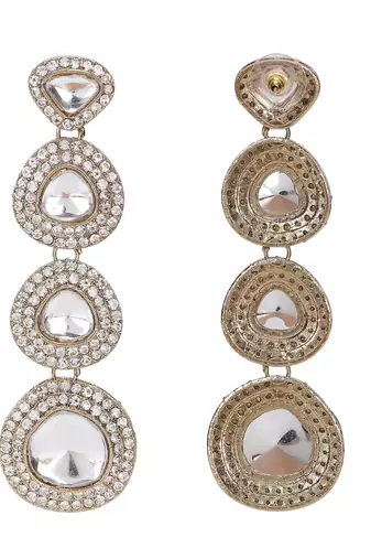 Luxury kundan crystal drop statement earrings