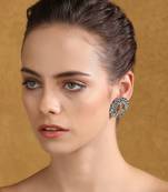 Antique lakshmi motif stud earrings with mirror work