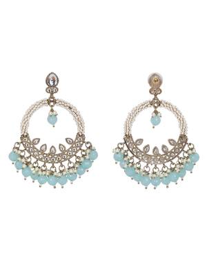 Elegant pearl & aqua beaded hoop earrings 5