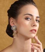 Elegant dual-tone deer motif earrings with pearl drops