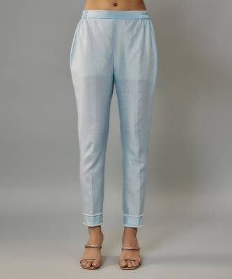 Malsa powder blue hand woven chanderi suit set with pearl embroidery 5