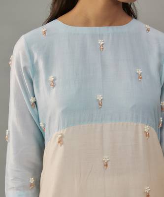 Maeve ivory hand woven chanderi co-ord set with pearl embroidery 2