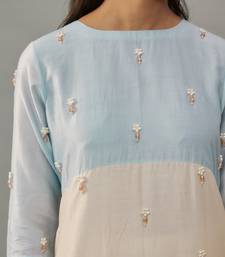 Maeve ivory hand woven chanderi co-ord set with pearl embroidery
